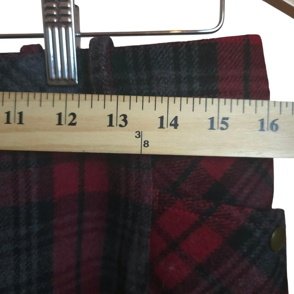 Eddie Bauer Wool Blend Tartan Plaid Mini Skirt‎ TS S Lined Pockets Academia Xmas